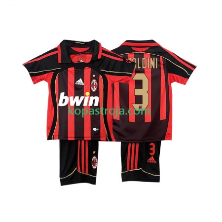 Billiga Fotbollströjor AC Milan MALDINI 3 2006 2007 Retro Barn Hemma tröja Kortärmad